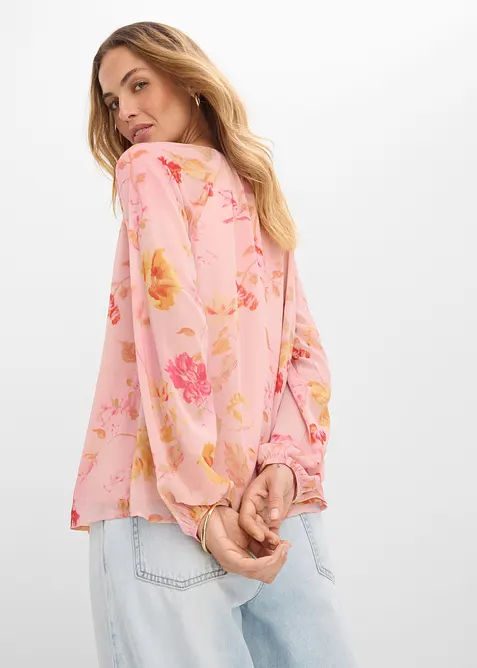 Chiffonbluse med knyteb&aring;nd, bonprix