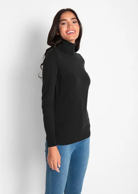 Finstrikket genser med h&oslash;y hals, bonprix