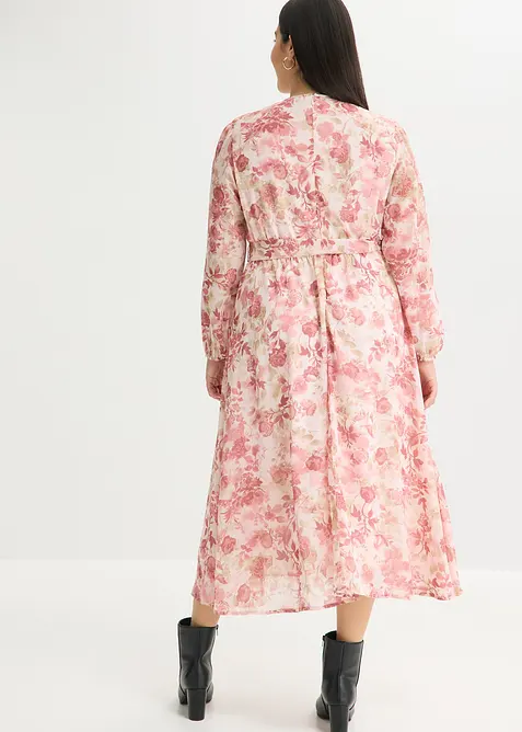 Chiffonkjole med knyteb&aring;nd (2-delt sett), bonprix