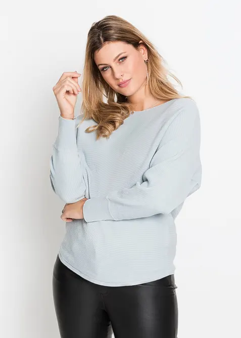 Oversized ribbestrikket genser, bonprix