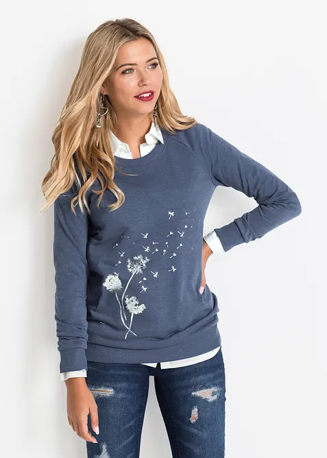 Sweatshirt i bomullsmiks, bonprix