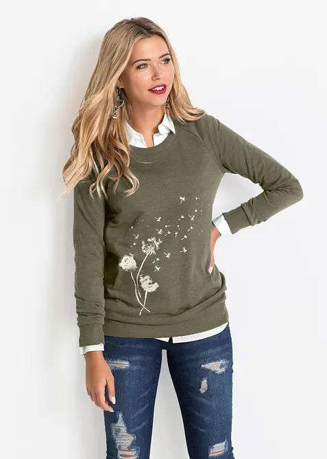 Sweatshirt i bomullsmiks, bonprix