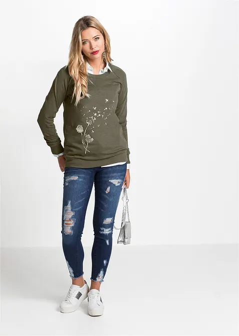 Sweatshirt i bomullsmiks, bonprix