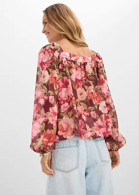 Bluse med ballongkant nede, bonprix