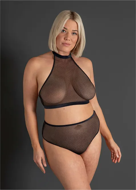 Halterneck-bralette + stringtruse med h&oslash;y midje (2-delt sett), bonprix