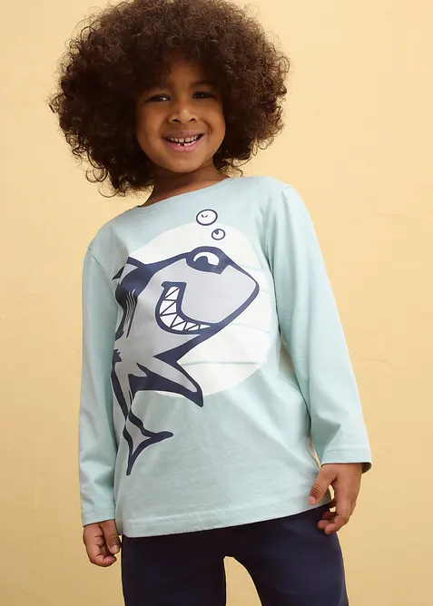 Langermet topp i 100% &oslash;kologisk bomull (2-pack), bonprix