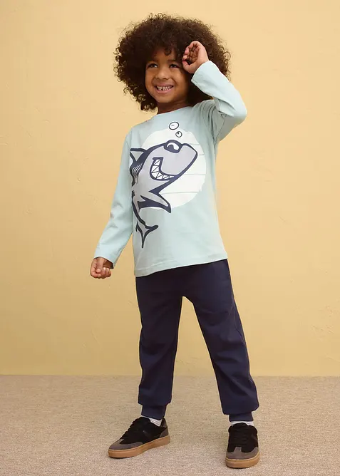 Langermet topp i 100% &oslash;kologisk bomull (2-pack), bonprix