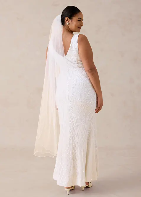 Brudekjole med paljettbroderier, bonprix