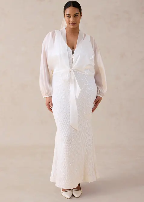 Brudekjole med paljettbroderier, bonprix