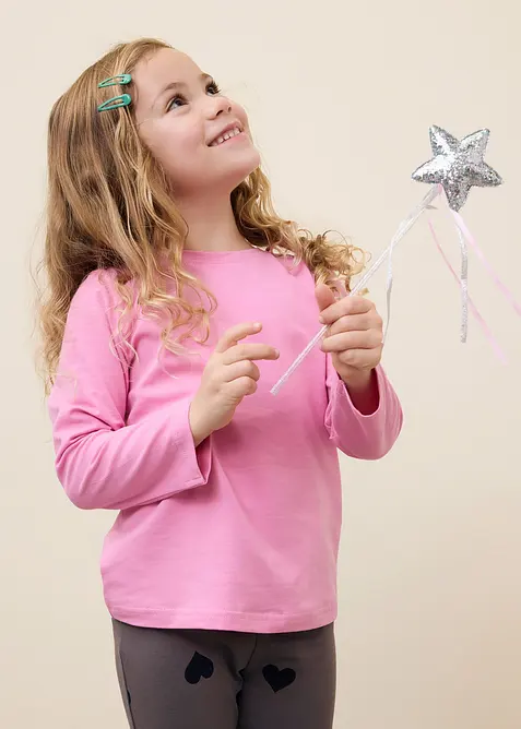 Langermet topp av elastisk, &oslash;kologisk bomullsmiks (3-pack), bonprix