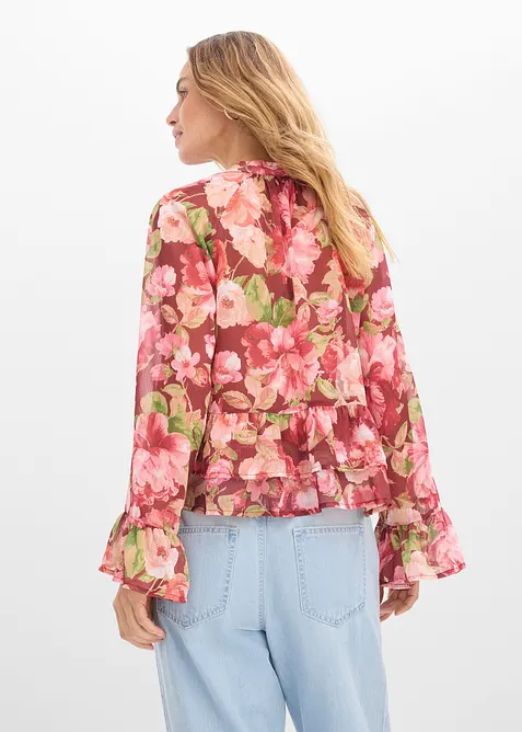 Chiffonbluse med volanger, bonprix
