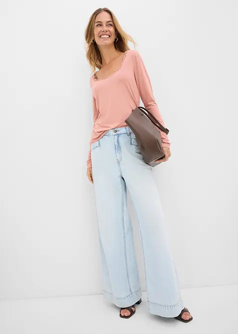 Langermet topp av myk viskosemiks, bonprix