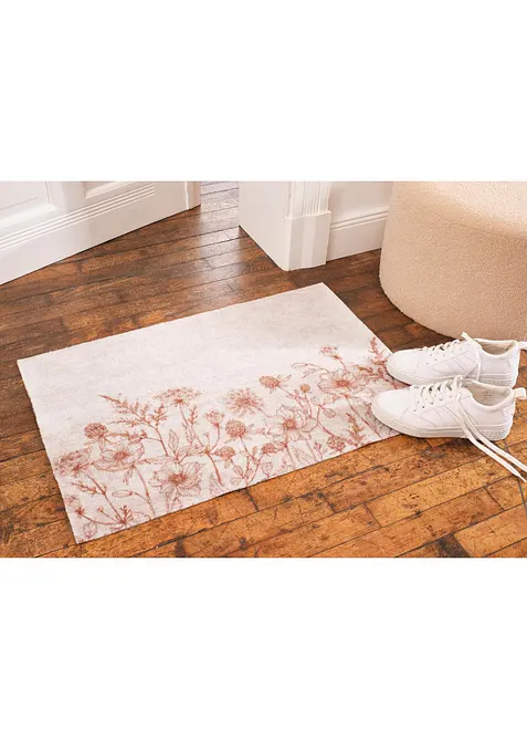 Vaskbar d&oslash;rmatte med blomsterm&oslash;nster, bonprix