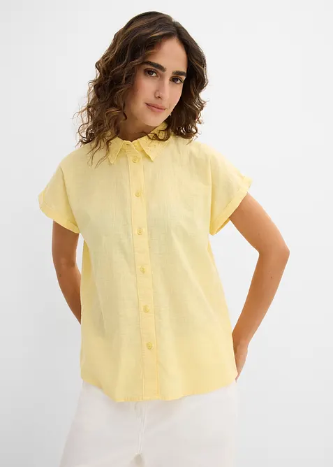 Bomullsbluse med hullbroderi, bonprix