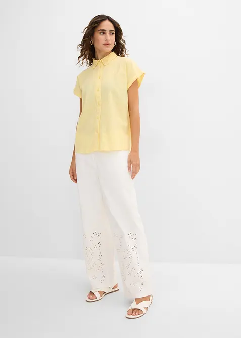 Bomullsbluse med hullbroderi, bonprix
