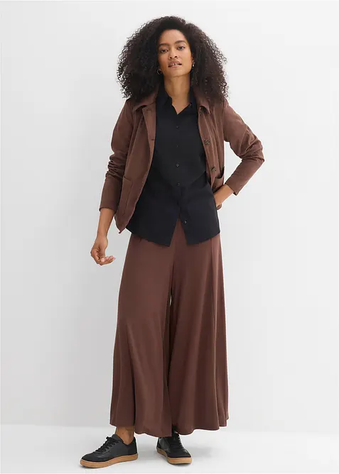 Innsvingt, kortermet bluse med stretch av bomullsmiks, bonprix