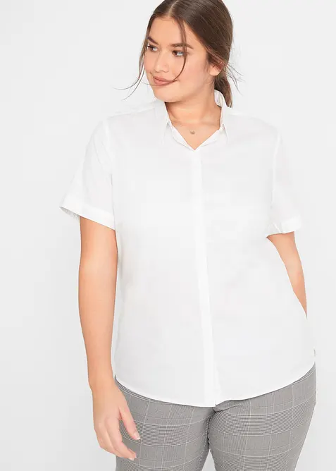 Kortermet bluse med stretch i bomullsmiks, bonprix