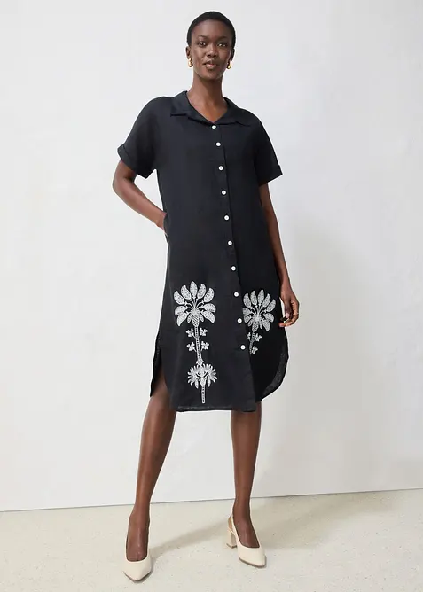 Kaftankjole i 100% lin med broderi, bonprix