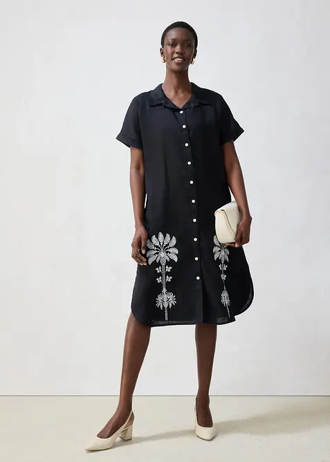 Kaftankjole i 100% lin med broderi, bonprix