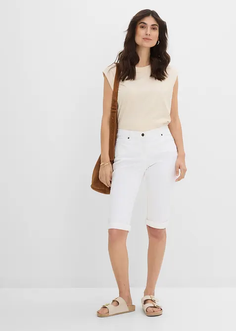 Jeans-bermuda med stretch og oppbrettet nederkant, bonprix