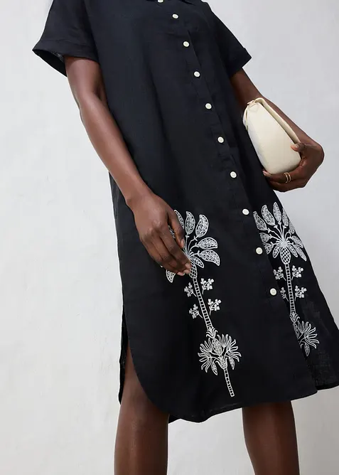 Kaftankjole i 100% lin med broderi, bonprix