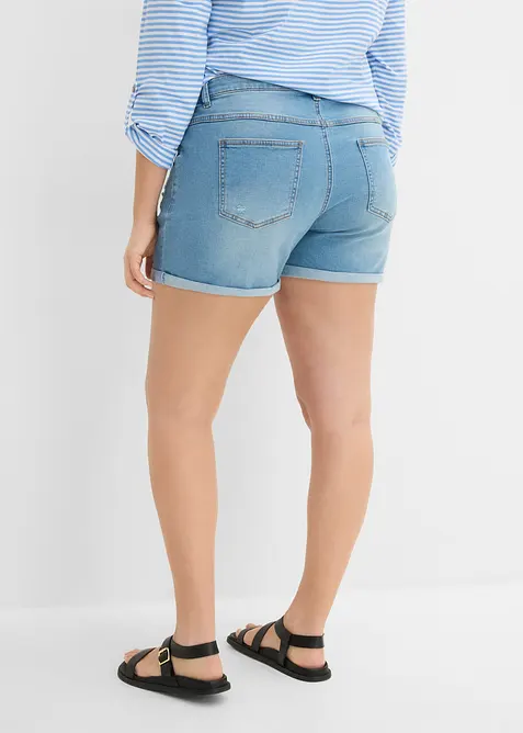 Denimshorts Mid Waist med destroyed-effekt, bonprix