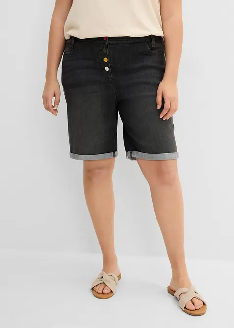 Bermudashorts i denim med broderi og komfortlinning, bonprix
