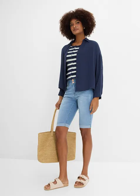 Bermudashorts i denim Mid Waist, bonprix