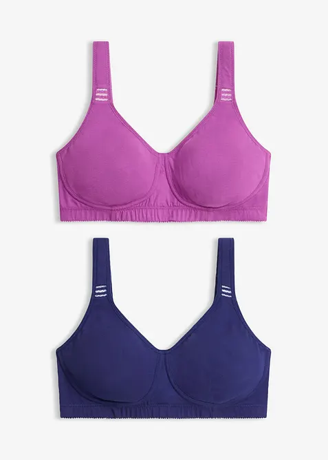 T-skjorte-BH uten b&oslash;yle med bomull (2-pack), bonprix