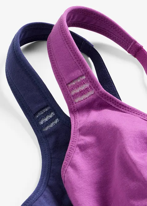 T-skjorte-BH uten b&oslash;yle med bomull (2-pack), bonprix