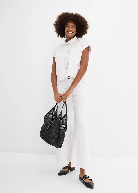 Kort, boxy skjorte i denim, bonprix