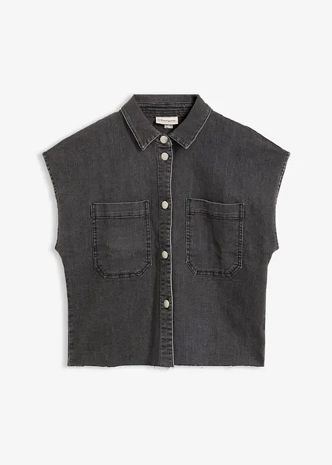 Kort, boxy skjorte i denim, bonprix
