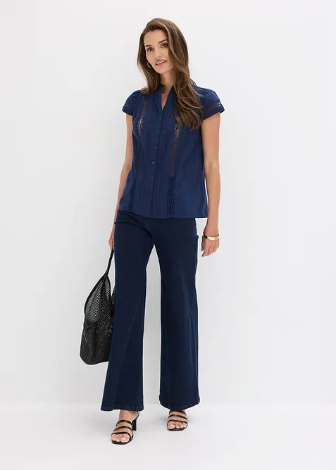 Ermel&oslash;s bluse i 100% bomull, bonprix