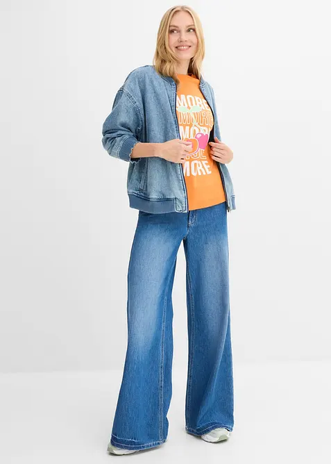 Oversized topp i 100% &oslash;kologisk bomull, bonprix