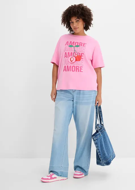 Oversized topp i 100% &oslash;kologisk bomull, bonprix