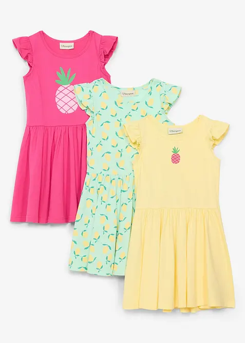Jerseykjole i 100% &oslash;kologisk bomull (3-pack), bonprix