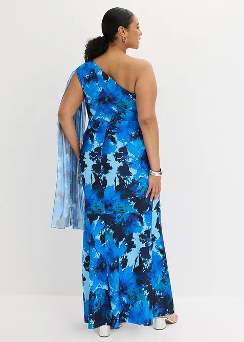 Selskapskjole i one shoulder-modell med blomsterapplikasjon, bonprix