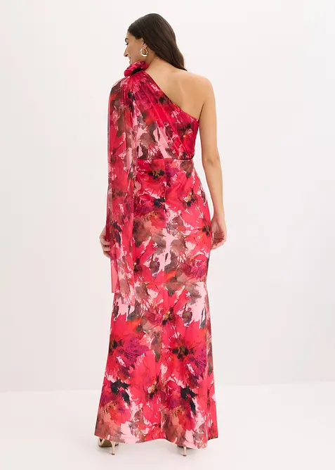 Selskapskjole i one shoulder-modell med blomsterapplikasjon, bonprix