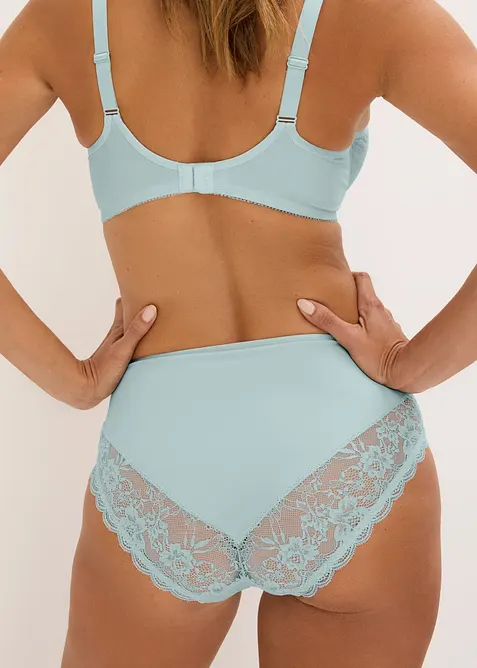 Truse med h&oslash;y midje og nydelige blonder (2-pack), bonprix
