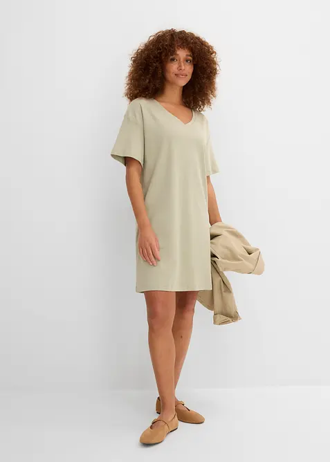 T-shirt kjole med V-utringning, oversized (2-pack), bonprix