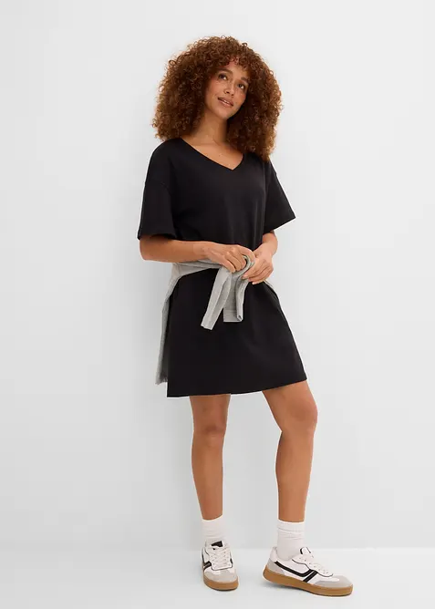 T-shirt kjole med V-utringning, oversized (2-pack), bonprix