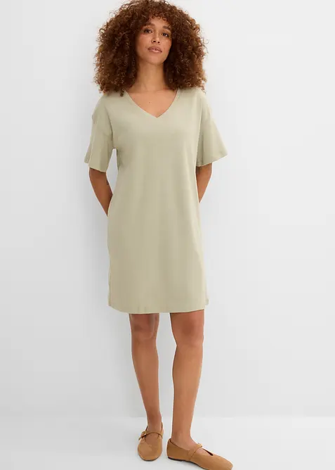 T-shirt kjole med V-utringning, oversized (2-pack), bonprix