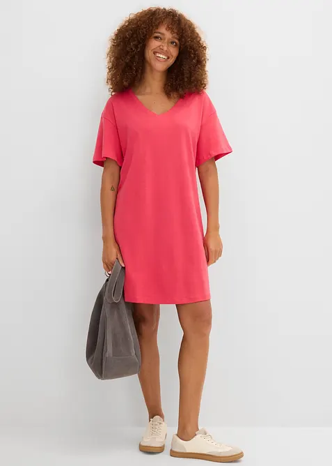 T-shirt kjole med V-utringning, oversized (2-pack), bonprix