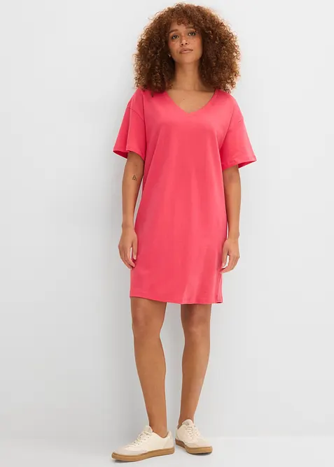 T-shirt kjole med V-utringning, oversized (2-pack), bonprix