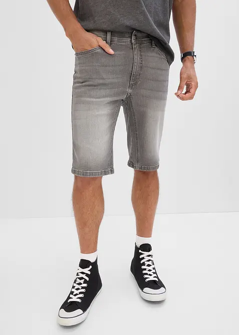 Bermudashorts i denim med stretch og forsterket skritt, Regular fit, bonprix