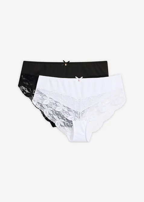 Panty med nydelige blonder (2-pack), bonprix