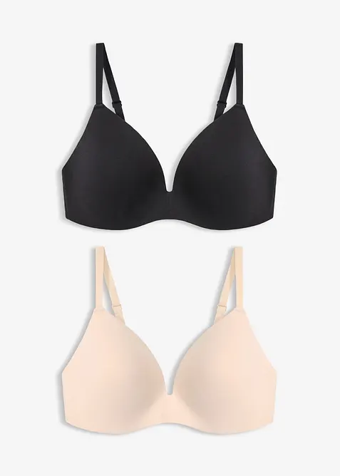Vattert BH uten spiler med bomull (2-pack), bonprix