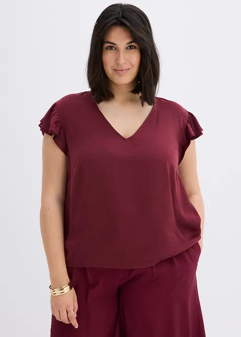 Bluse med volanger, bonprix