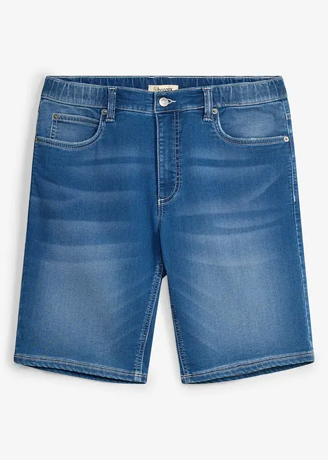 Bermudashorts i sweat denim med strikklinning, Regular fit, bonprix