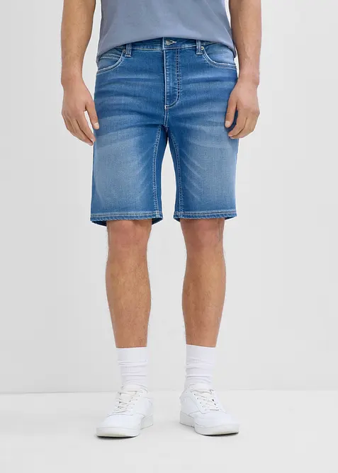 Bermudashorts i sweat denim med strikklinning, Regular fit, bonprix